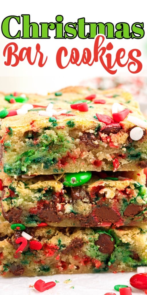 Three stacked christmas cookie bars