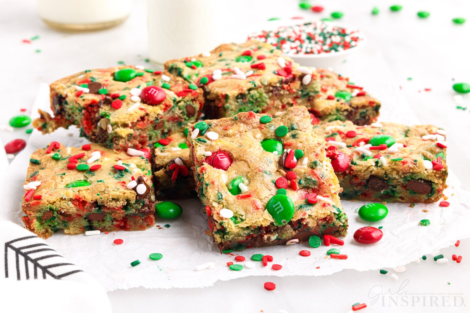 parchment paper with christmas bar cookies