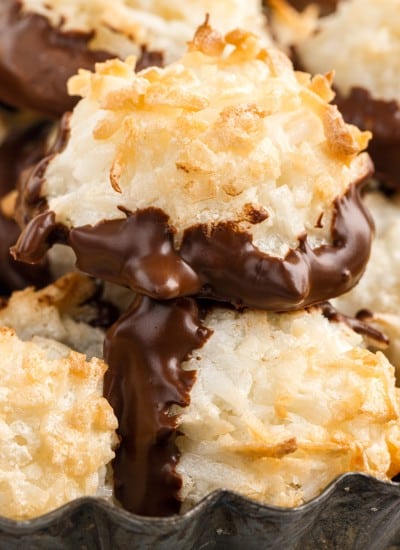 front close up of coconut macaroons