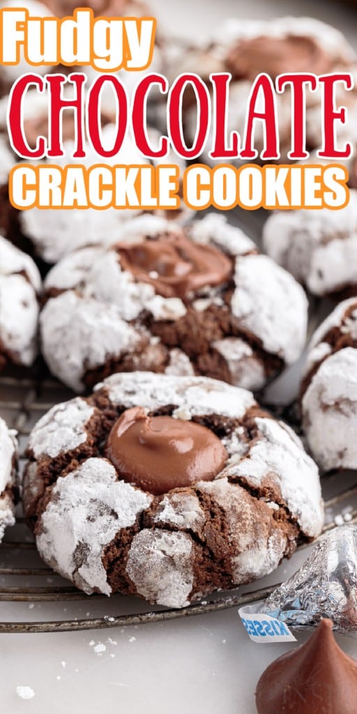 front view of fudgy chocolate crackle cookies