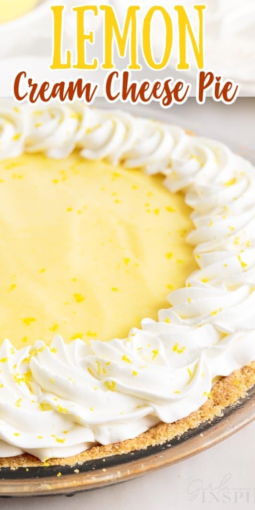 Front view of lemon cream cheese pie