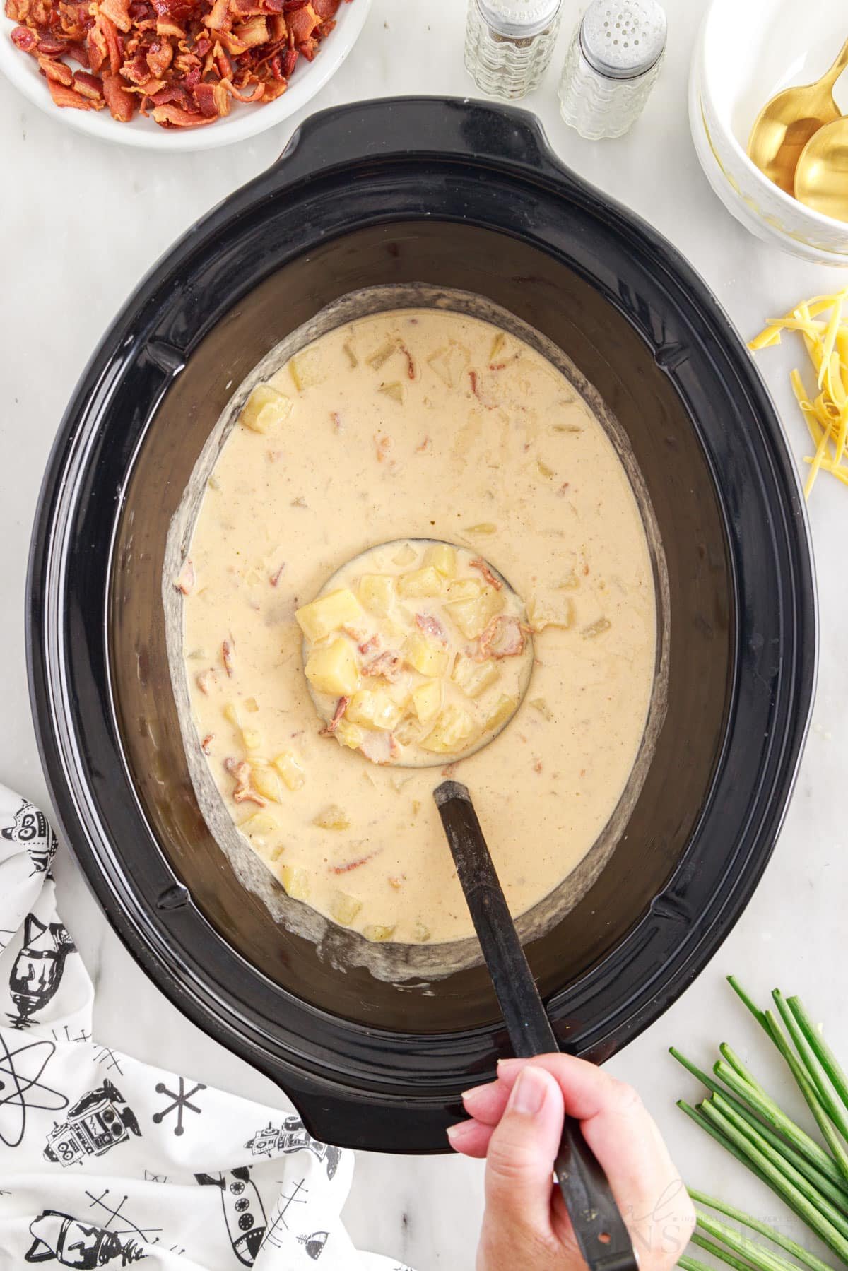 Slow Cooker Loaded Baked Potato Soup - The Magical Slow Cooker