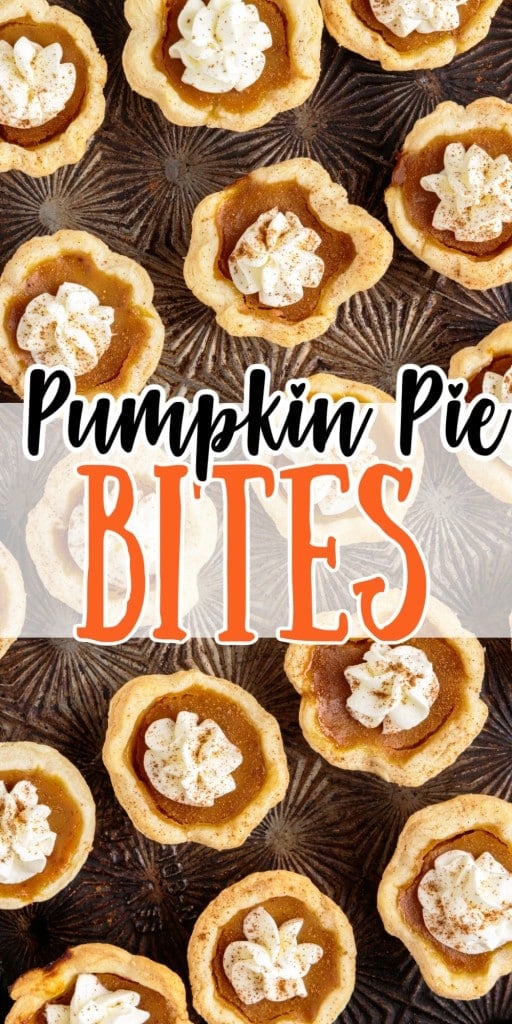 top view of little pumpkin pie bites on an engraved cookie tray