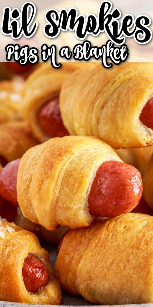 close up of lill smokies pigs in a blanket stacked together