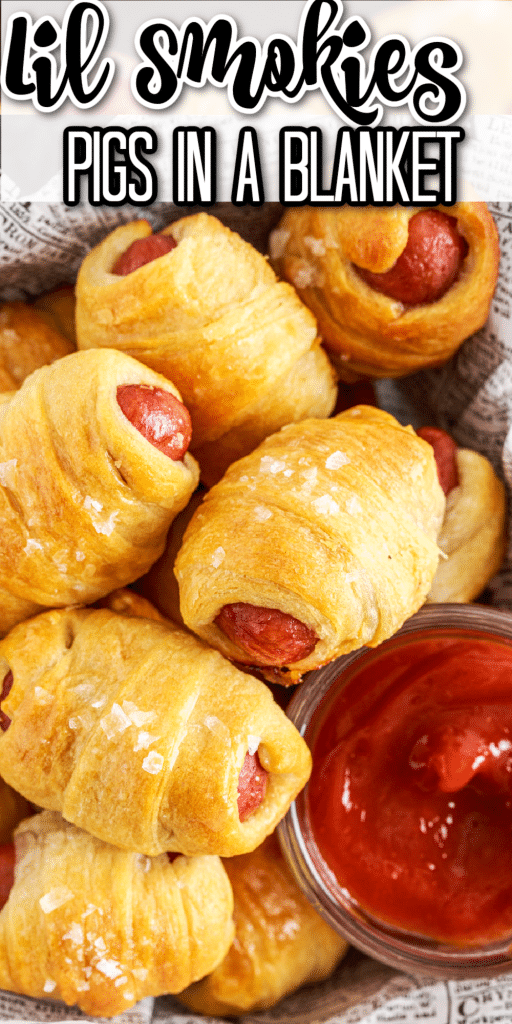 close up of lill smokies pigs in a blanket stacked together