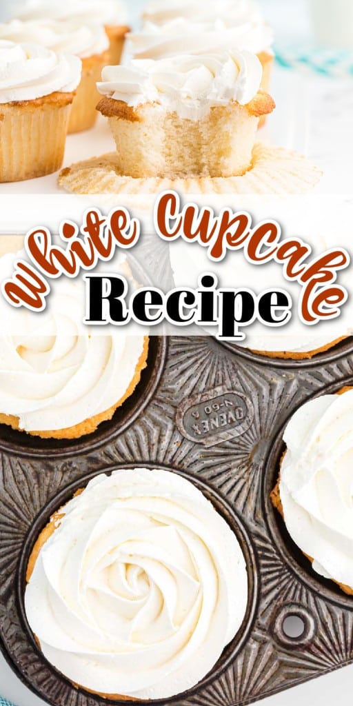 white cupcakes in a baking dish and served on a white plate