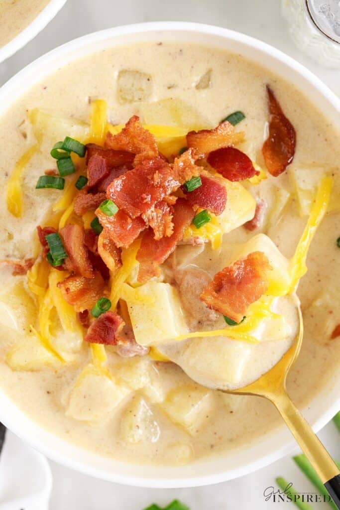 Loaded Baked Potato Soup (Crock Pot Recipe) - girl. Inspired.
