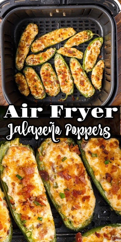 overhead shot of a plate of air fryer stuffed jalapeno poppers with ranch dressing in a dish in the center