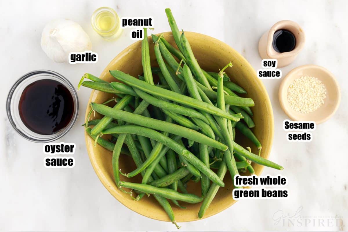 Ingredients needed to make Chinese buffet green beans.