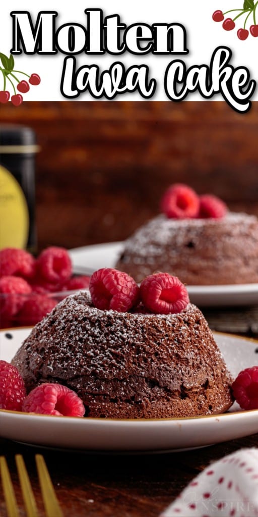 Front view of two Molten Lava Cakes on plates.