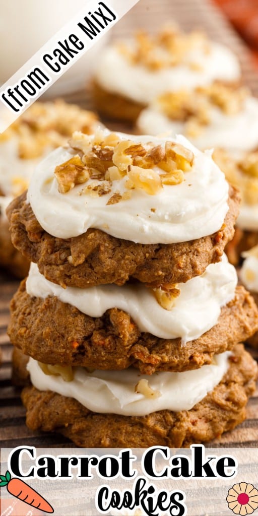 A stack of Carrot Cake Cookies from Cake Mix.