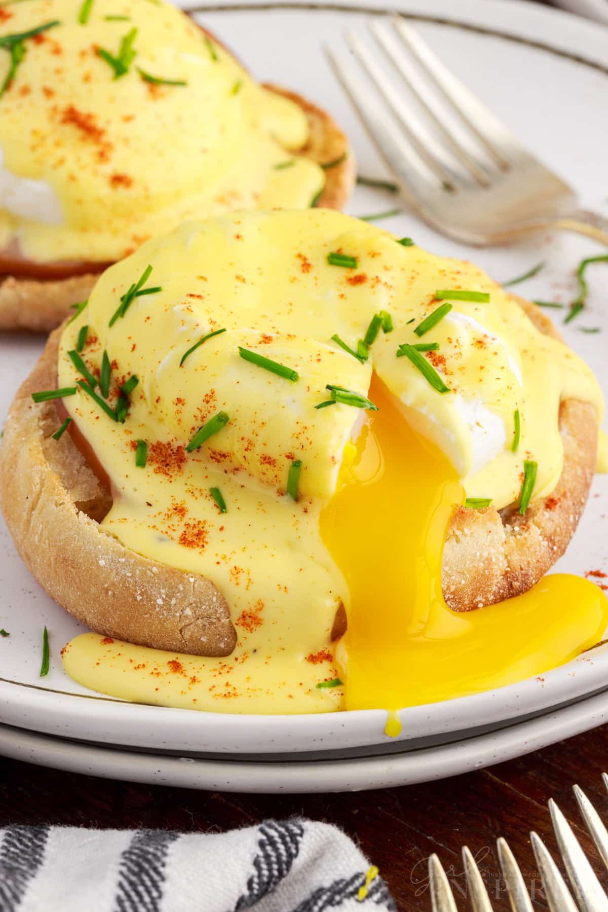 Classic Eggs Benedict on a plate.
