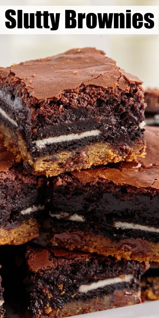 Close up of Slutty Brownies on a platter.