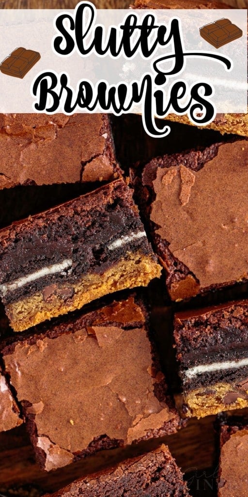 Overhead close up view of Slutty Brownies.