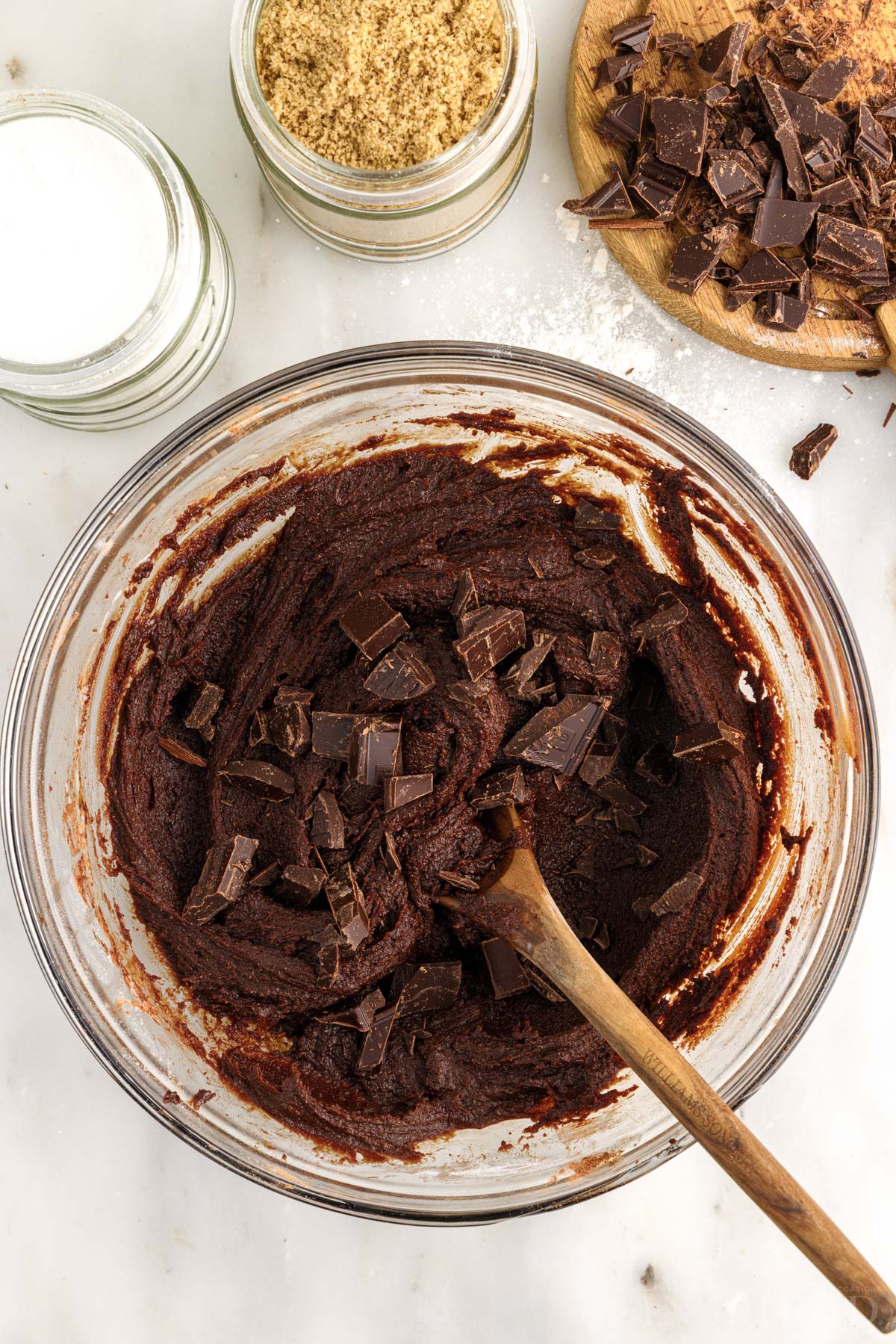 Chocolate chunks added to Edible Brownie Batter.