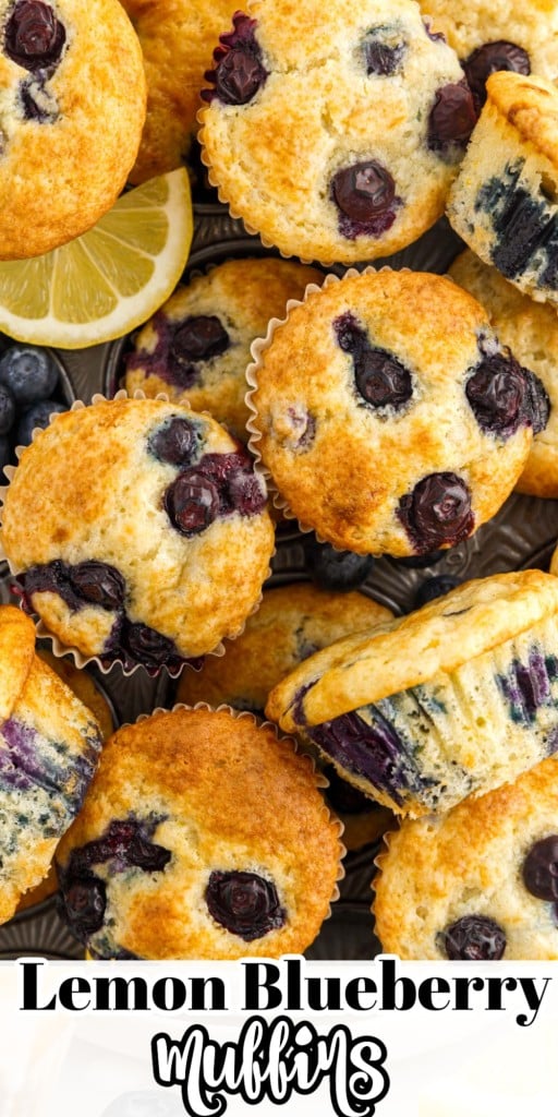 A stack of Lemon Blueberry Muffins.