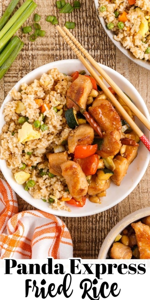 Panda Express Fried Rice in a bowl with chicken.