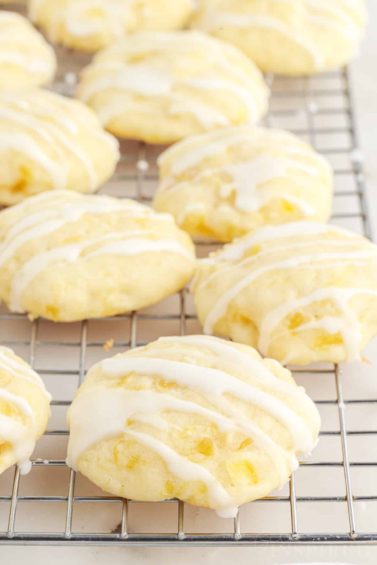 Pineapple Cookies on a cooling rack.