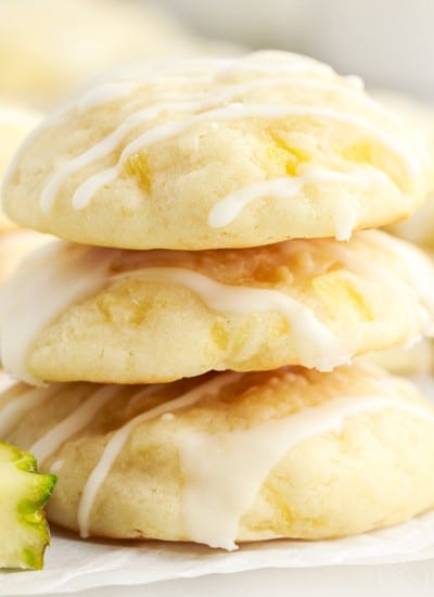 Close up of a stack of Pineapple Cookies.