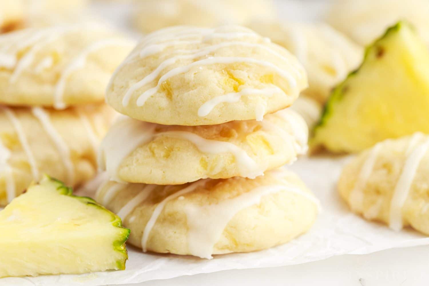 Pineapple Cookies on parchment paper.