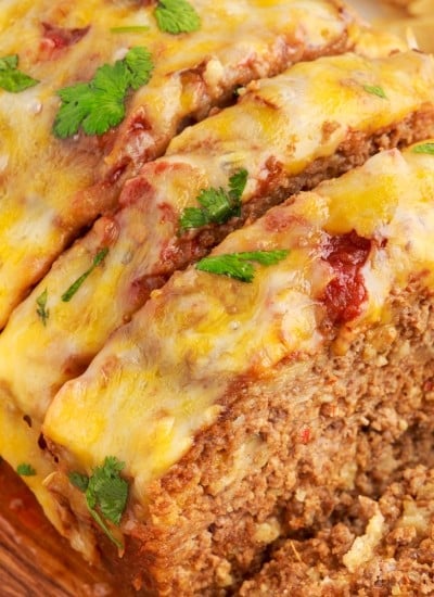 Close up of slices cut from Taco Meatloaf.