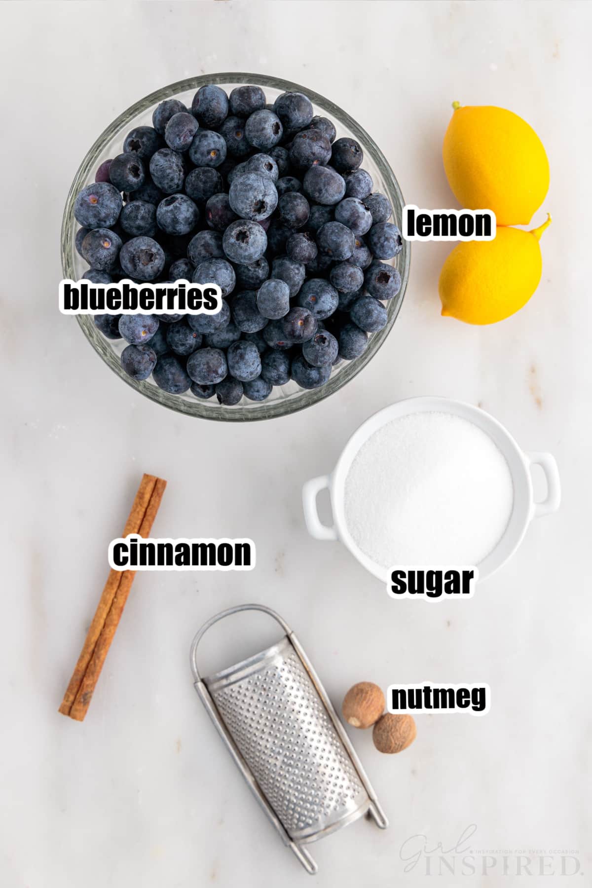 Ingredients needed to make Blueberry Butter.