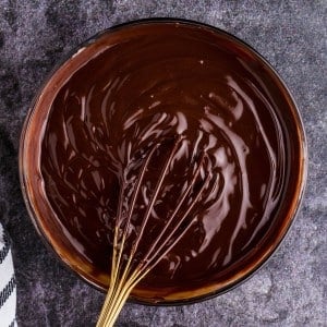 Overhead view of a bowl of Dark Chocolate Ganache.