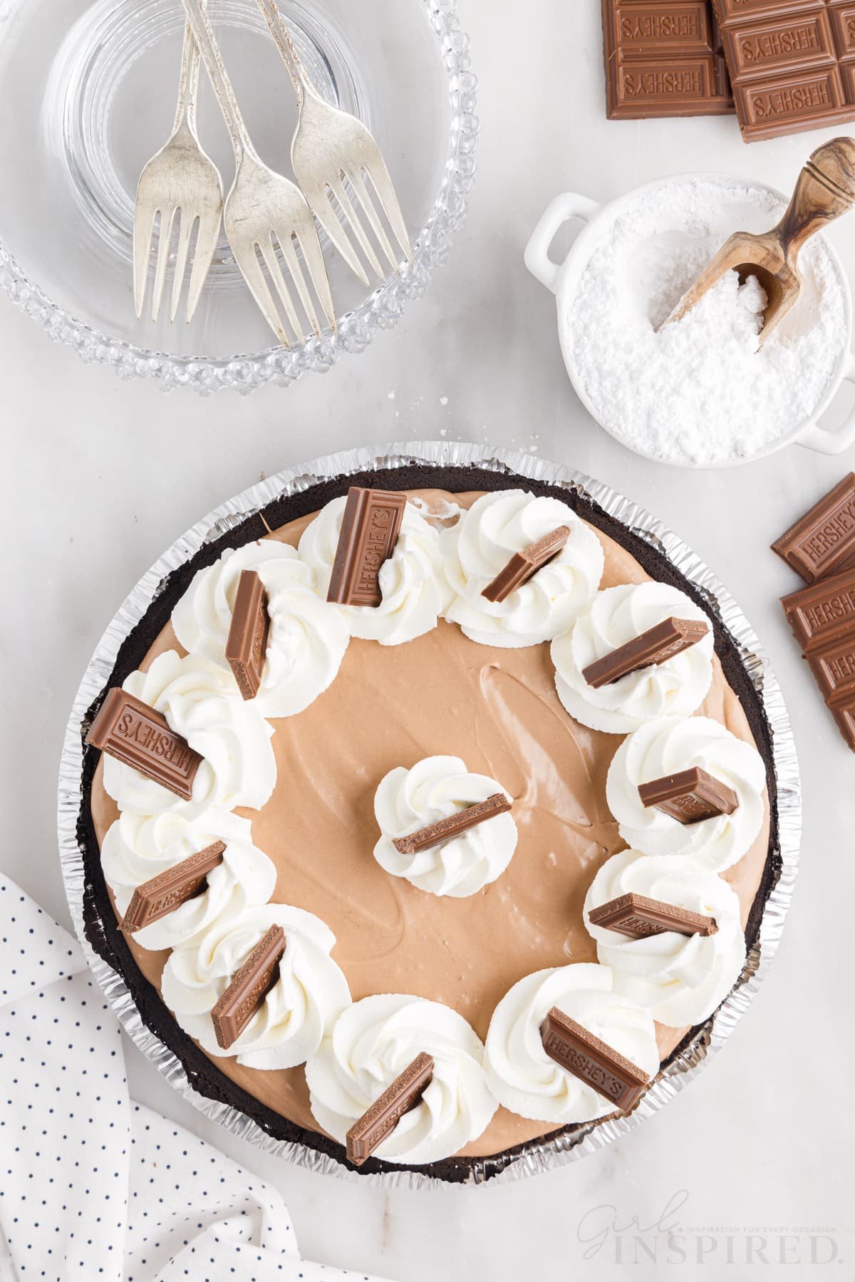 Chocolate bars added to whipped topping.