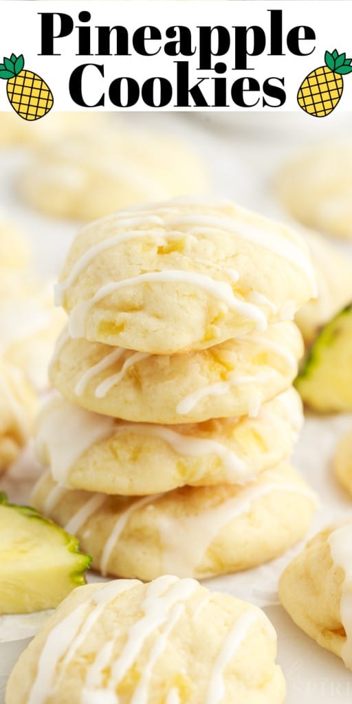 Pineapple Cookies stacked on each other.
