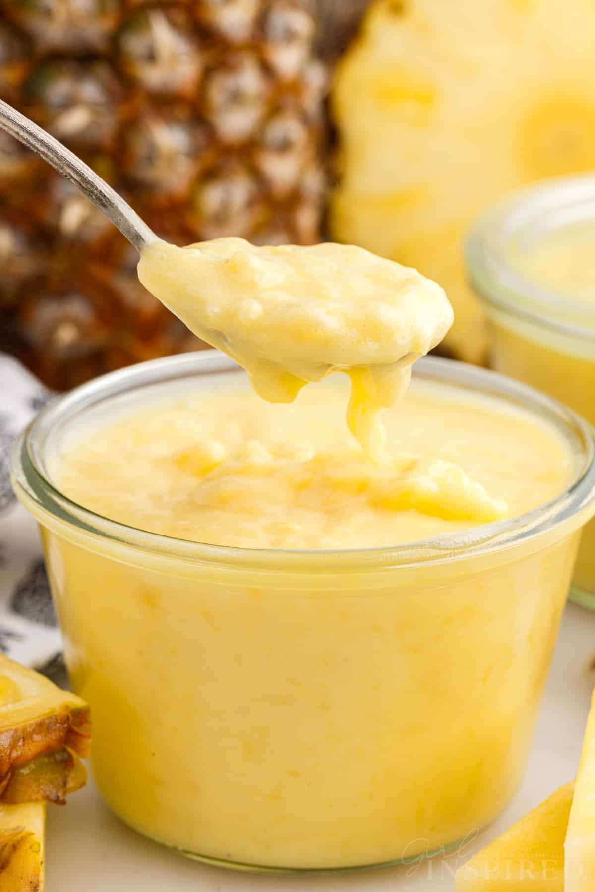 Front view of Pineapple Curd.