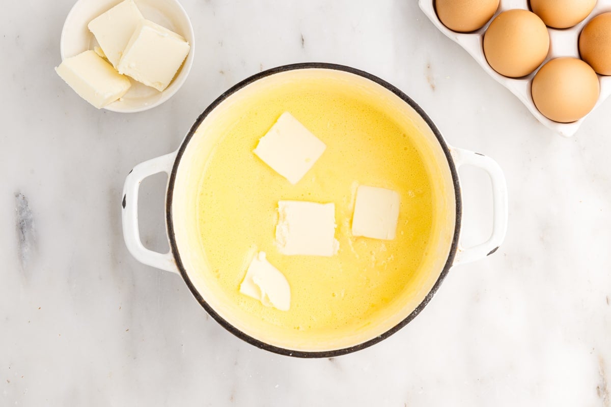 Butter added to Pineapple Curd.