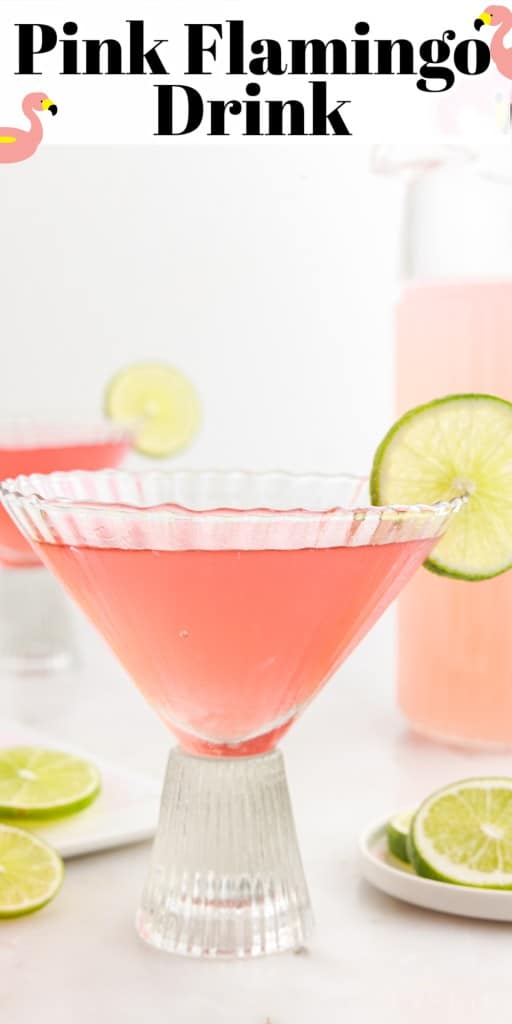 Pink Flamingo Drink in glasses garnished with lime wedges