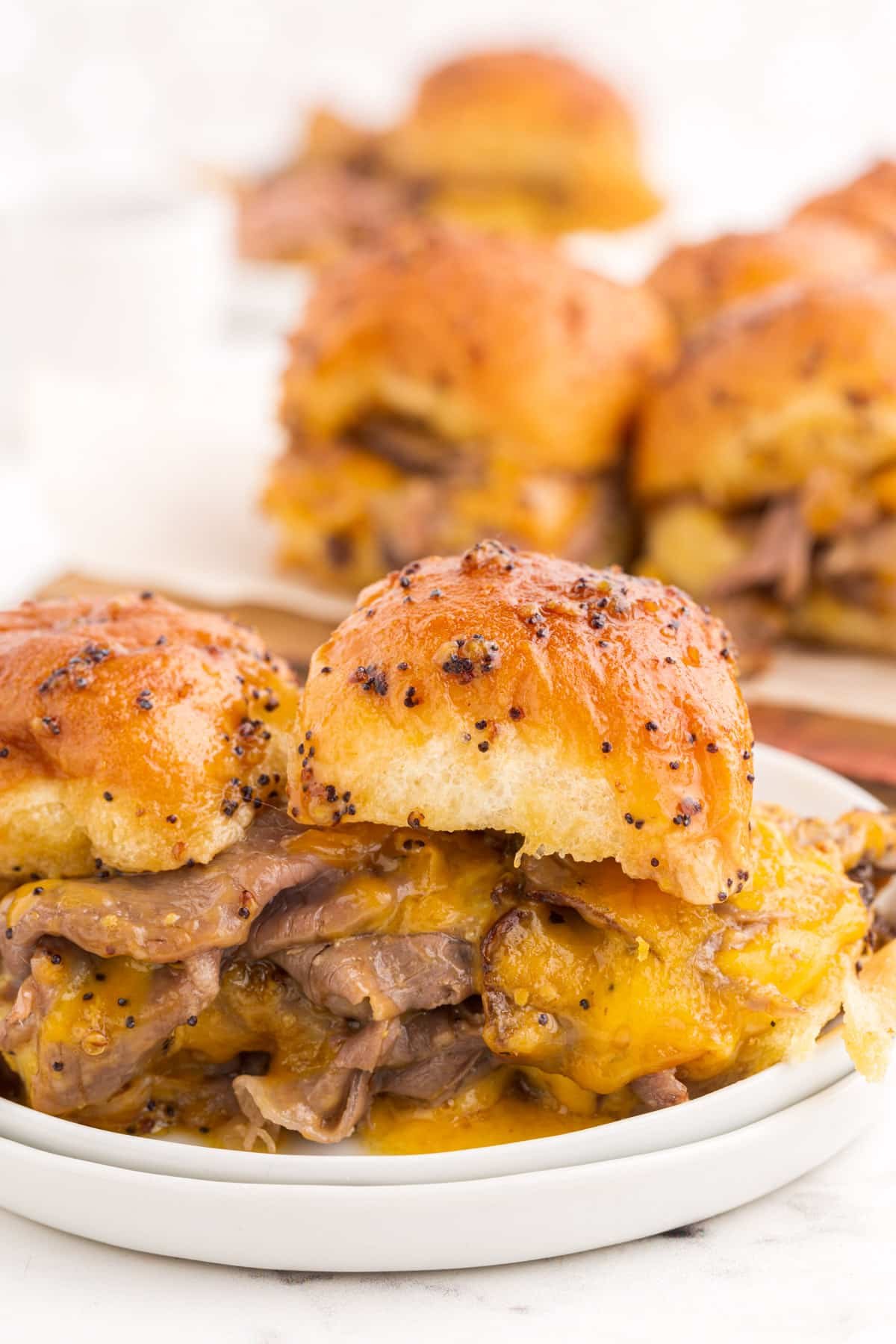 Roast Beef Sliders on a plate.