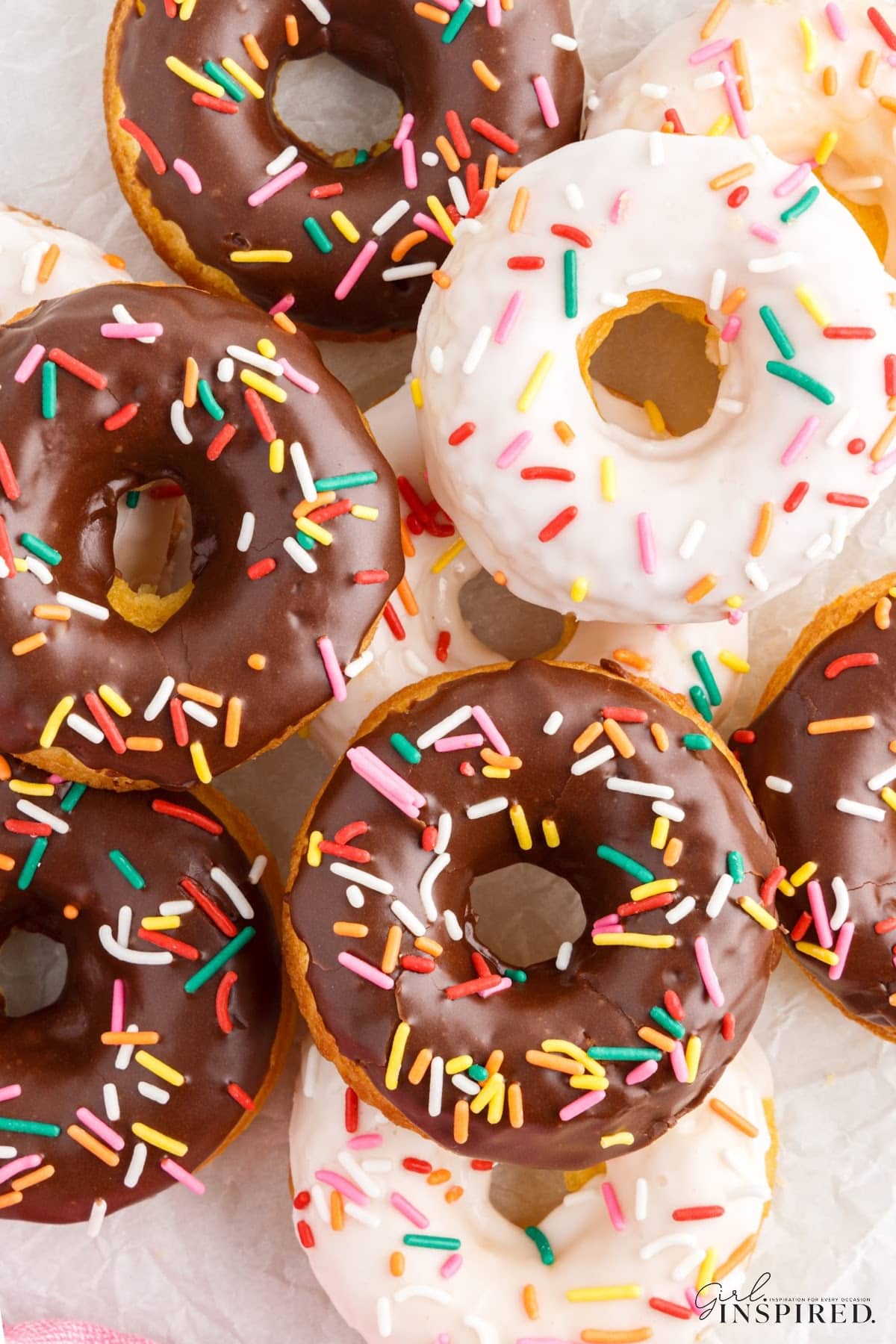 Overhead view of Cake Mix Donuts.