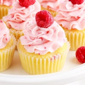 Close up of Raspberry Cupcakes.