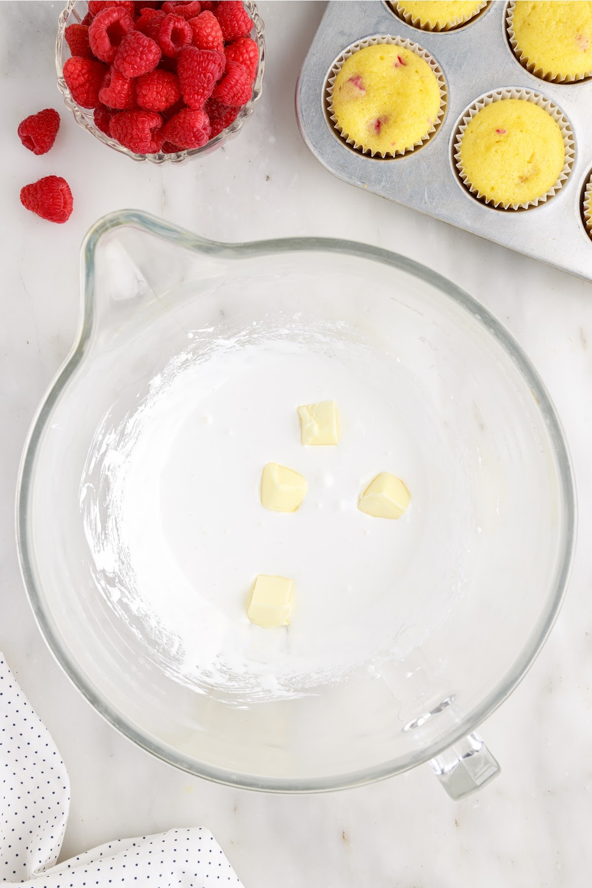 Butter added to whipped marshmallow cream.