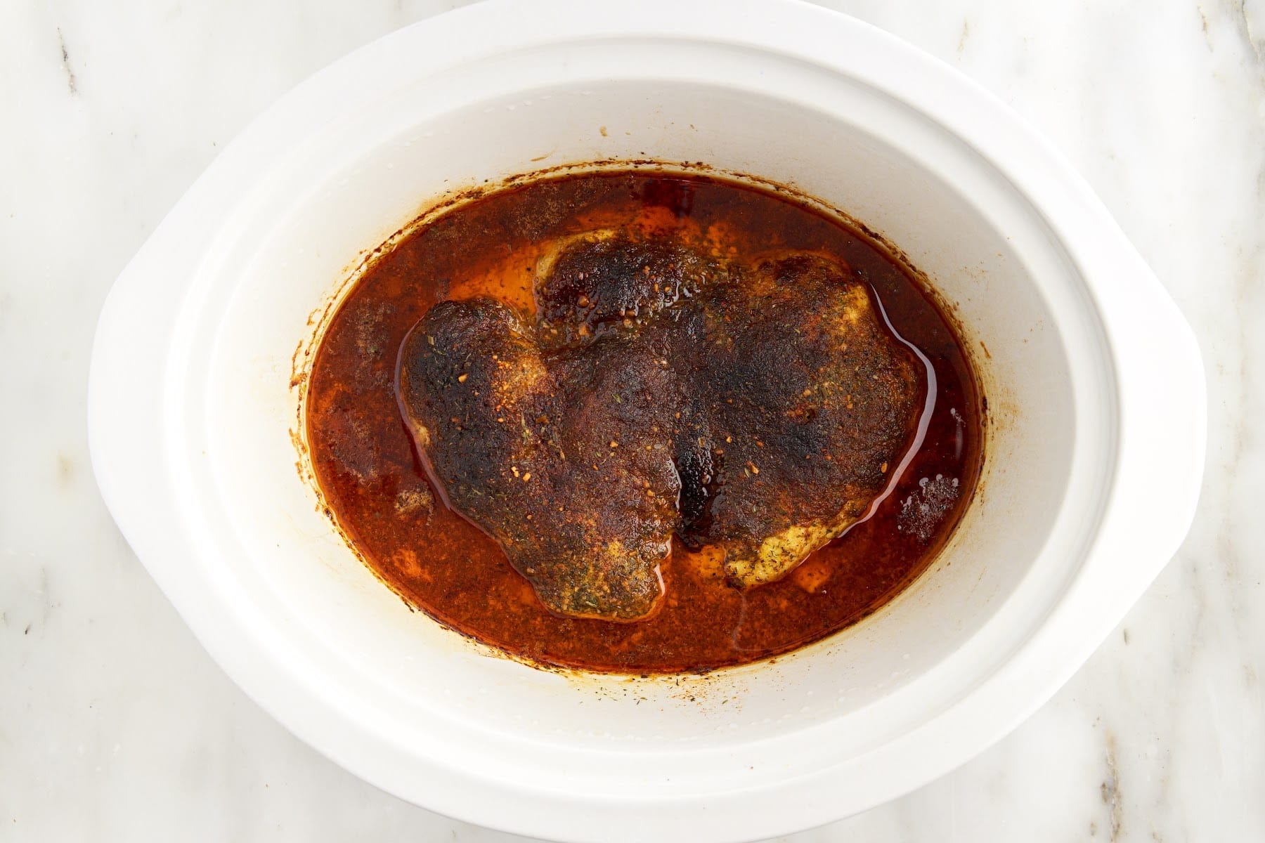 Cafe Rio Chicken breasts after being cooked in the crockpot.