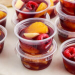 Sangria Jello Shots stacked on each other.