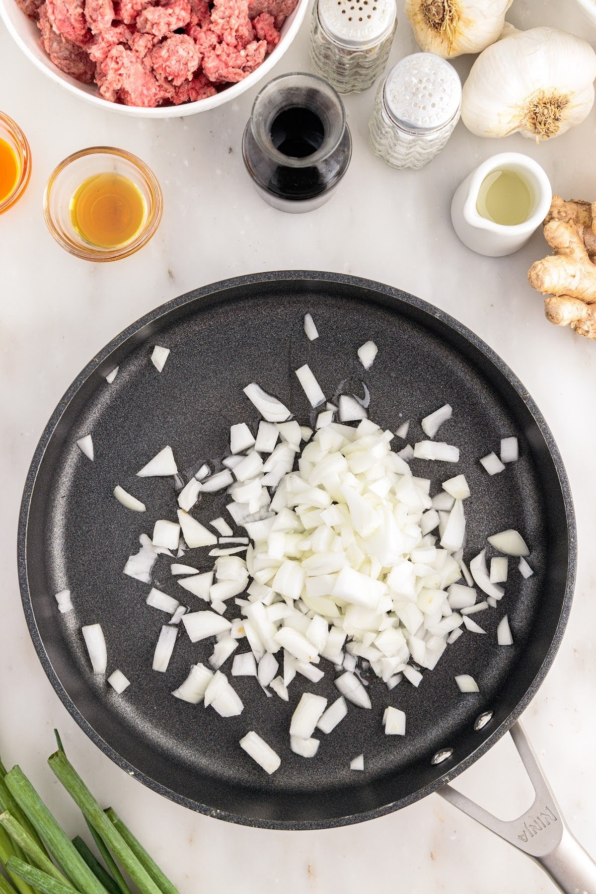 Onion in a skillet.