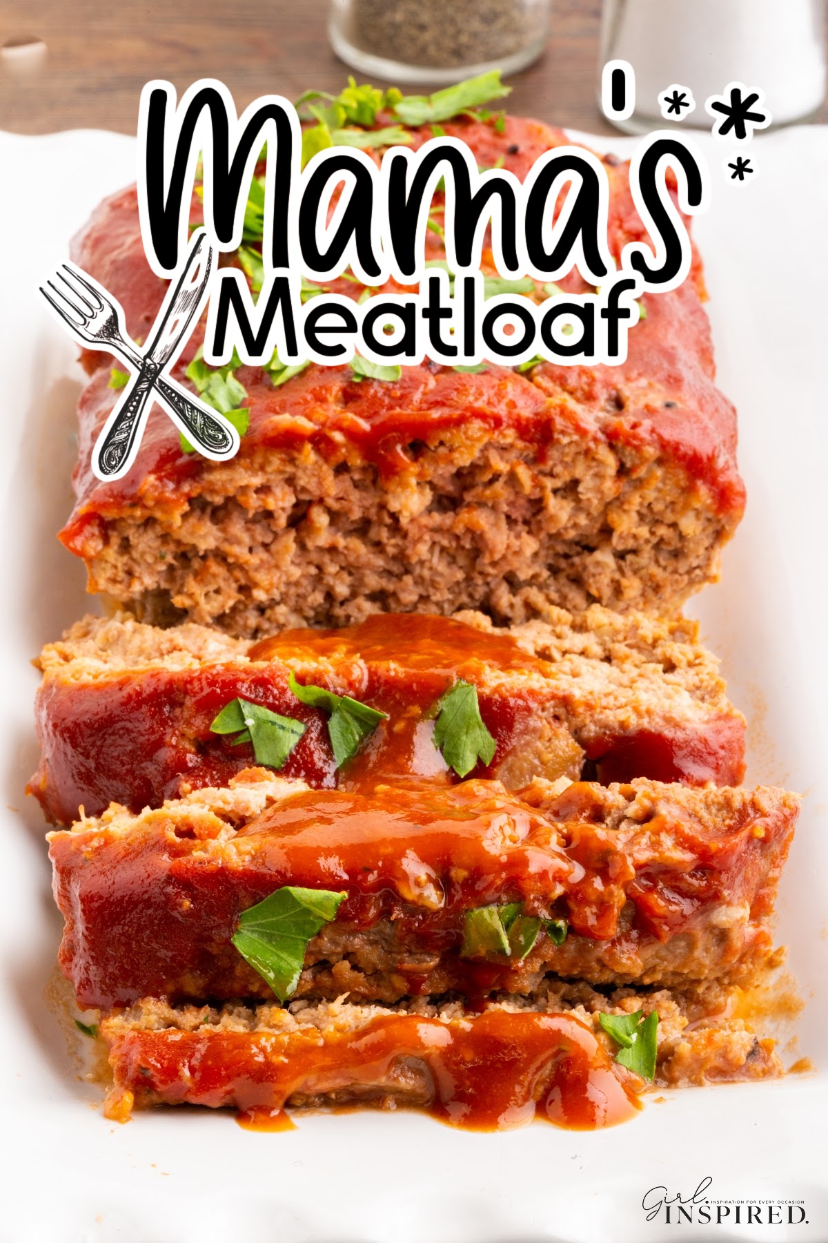 Mama's Meatloaf with text overlay.