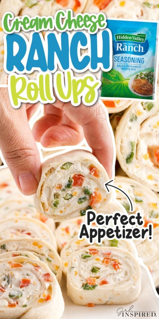 Reaching for a ranch roll up with text overlay.