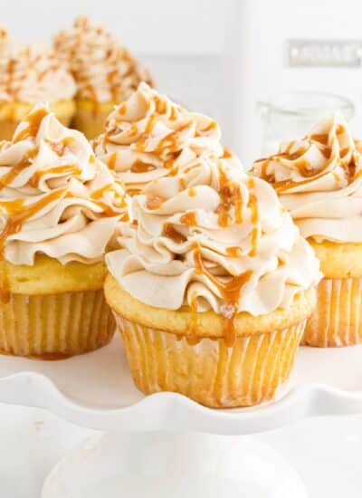 Cupcakes iced with Caramel Buttercream.