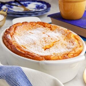 Front view of a crockpot of Carrot Souffle.