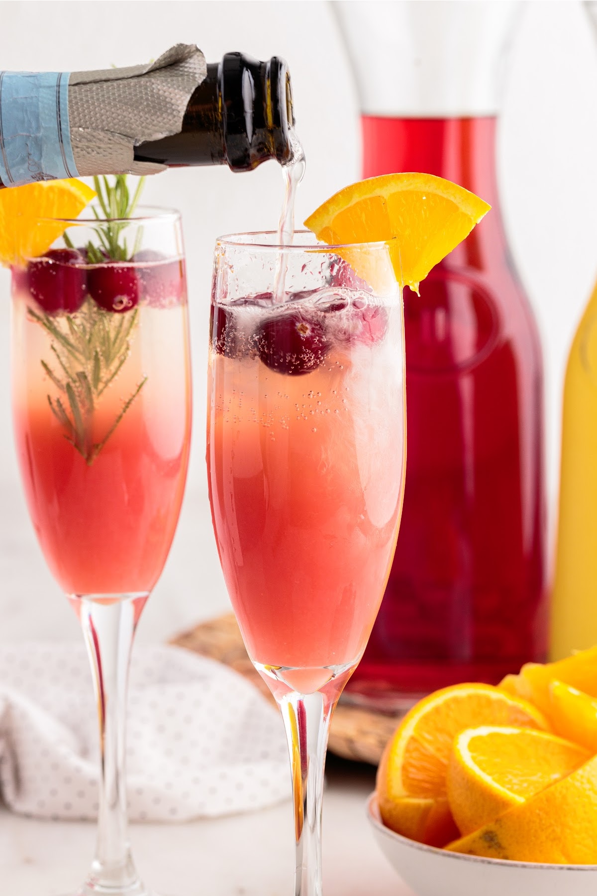 Prosecco added to the Cranberry Orange Mimosa.
