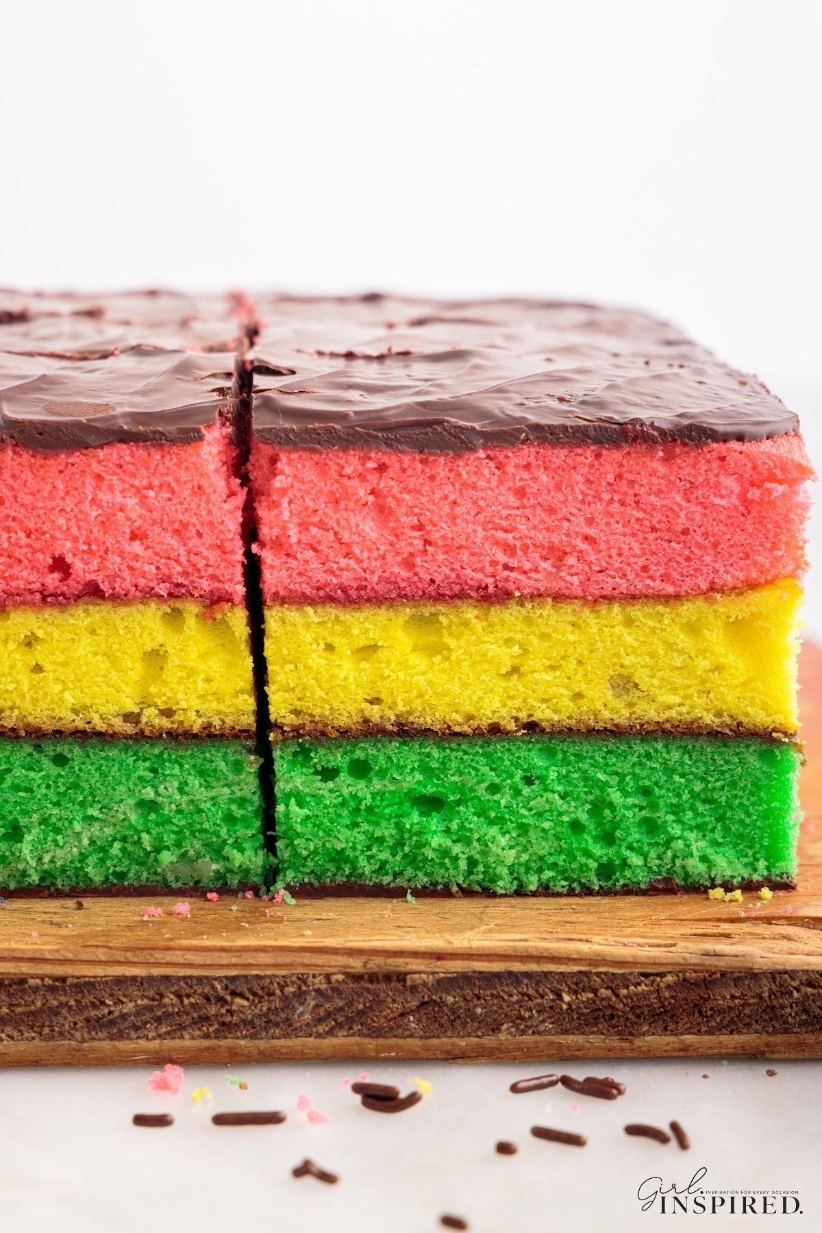 Close up of Italian Rainbow Cake.