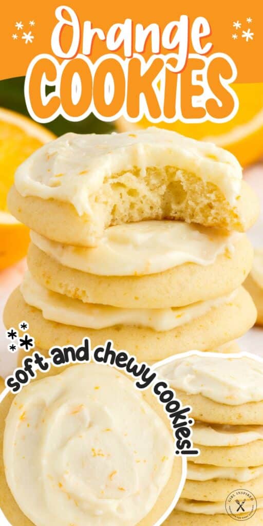 Orange cookies with text overlay.