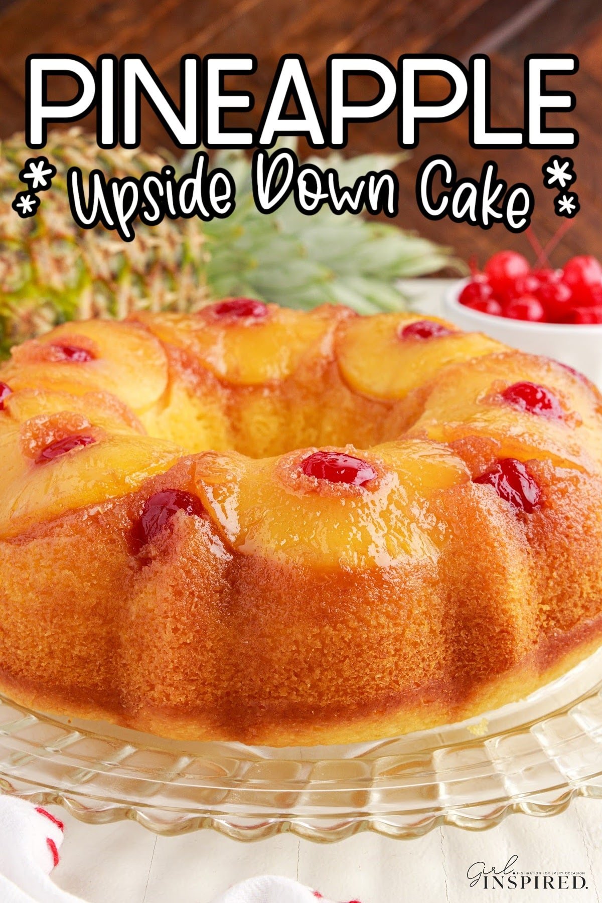 Pineapple Upside Down Bundt Cake with text overlay.