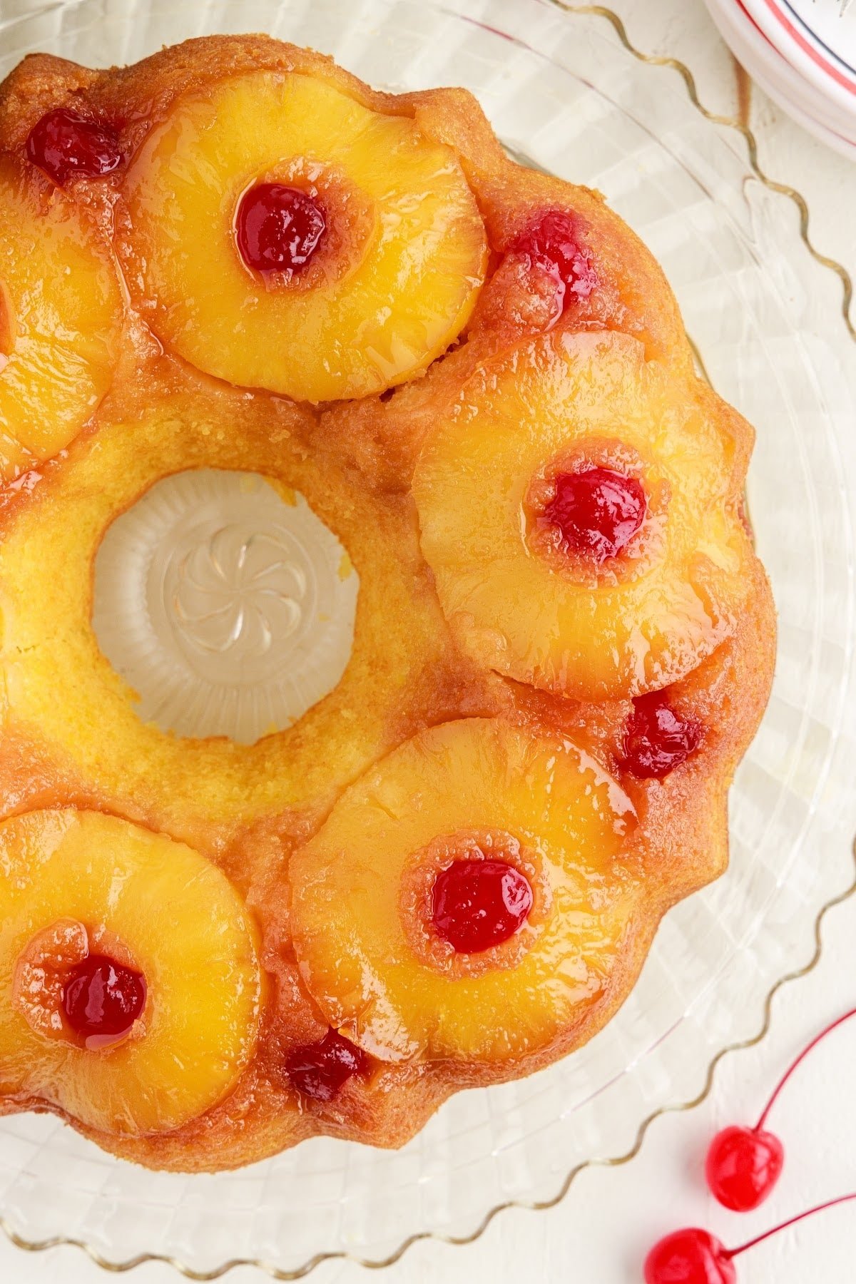 Overhead view of a Pineapple Upside Down Bundt Cake.