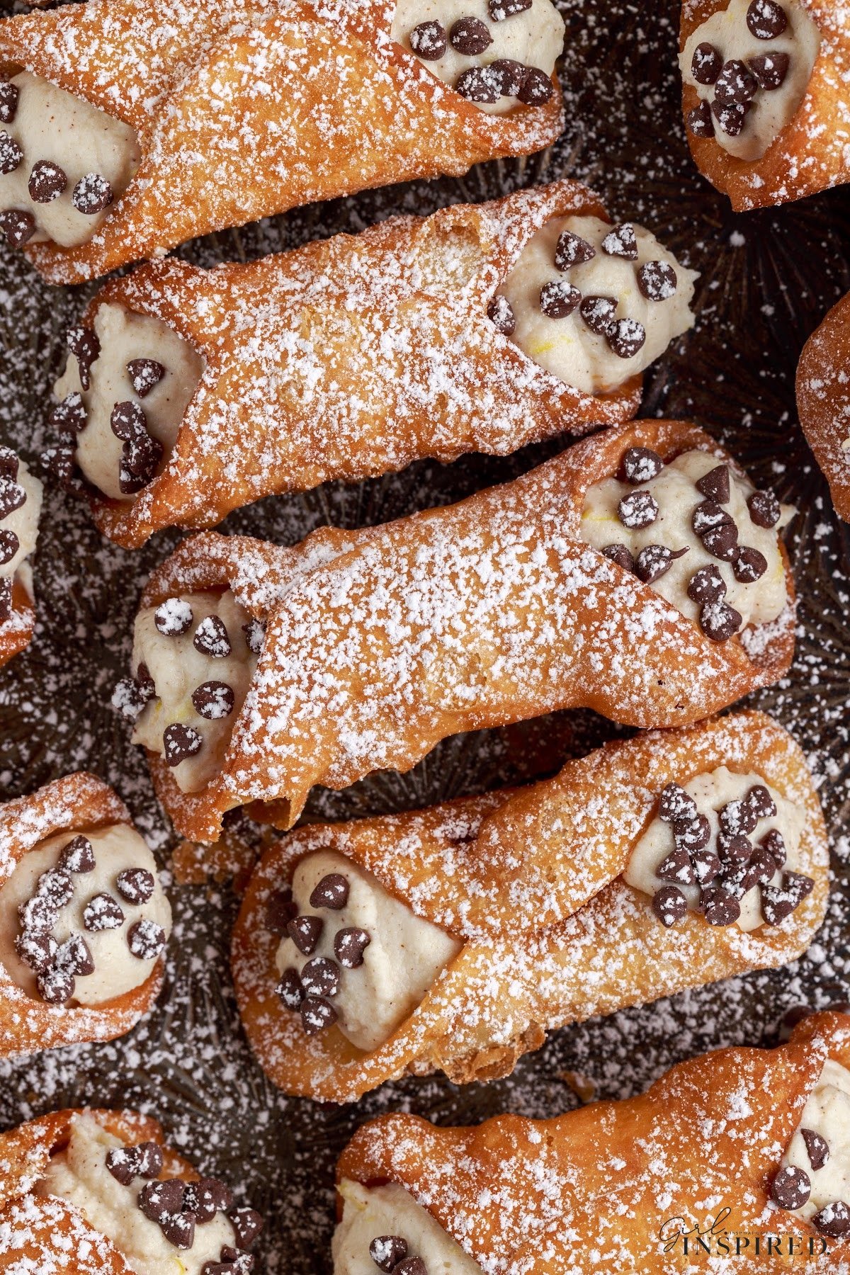 Finished Cannoli's on a platter.