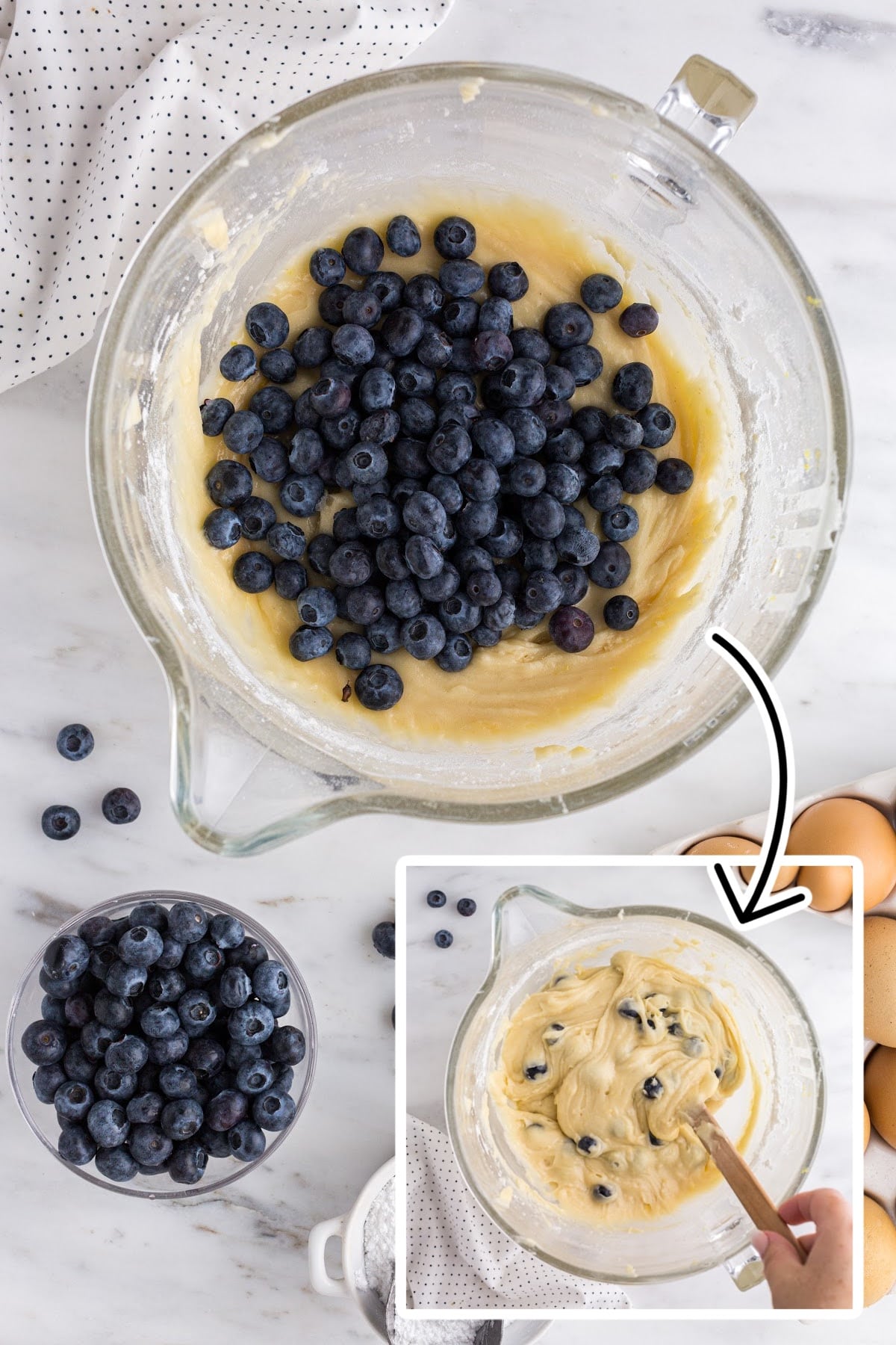 Added fresh blueberries to the blondie batter.